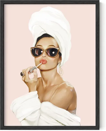 Miniatura 21 de HAUS AND HUES Arte de Pared de Audrey Hepburn – Póster Enmarcado Rosa, Decoración de Maquillaje Glamorosa, Impresión Vogue de Celebridad