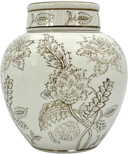 Miniatura 9 de Galt International Tarro de jengibre chinoiserie floral azul oscuro de 10 pulgadas con tapa, tarro de jengibre, almacenamiento de té, decorativo