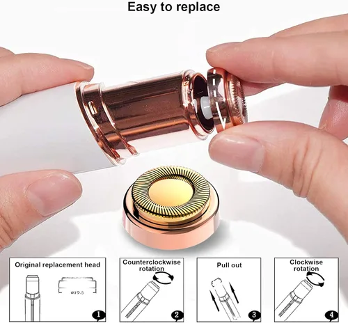 Miniatura 9 de 6 cabezales de repuesto LinMei compatibles con GEN 1 Finishing Touch Flawless removedor de pelo sin dolor para mujer con cepillos de limpieza Oro