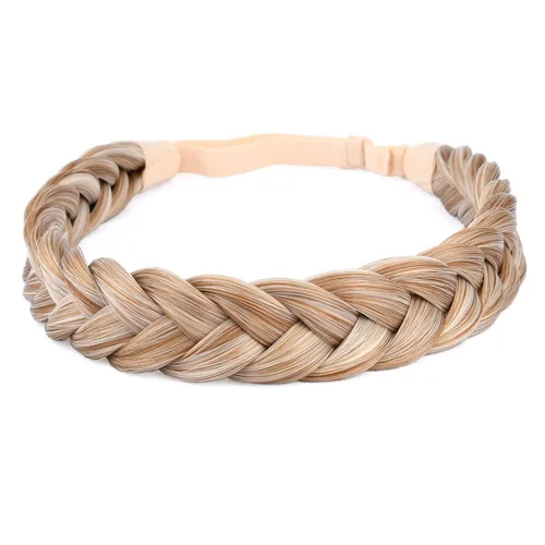 Miniatura 17 de Diadema clásica de cabello sintético trenzado, trenzas gruesas y anchas, extensión de cabello con elástico para mujeres y niñas, accesorio