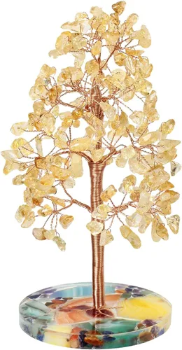Miniatura 7 de Nupuyai Árbol de dinero de piedra de cristal aguamarina envuelto en rodajas redondas de ágata orgónica, árbol de la vida, bonsái de Feng Shui