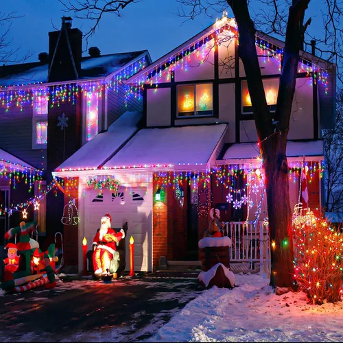 Miniatura 4 de Luces de carámbano, luces de Navidad de 33 pies con 400 LED, 75 caídas, 8 modos, enchufable e impermeable, para festividades, boda, fiesta, hogar