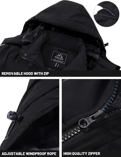 Miniatura 4 de TACVASEN Chaqueta de invierno para hombre, chaqueta de forro polar resistente al agua, chaqueta de esquí para nieve, chaqueta táctica militar