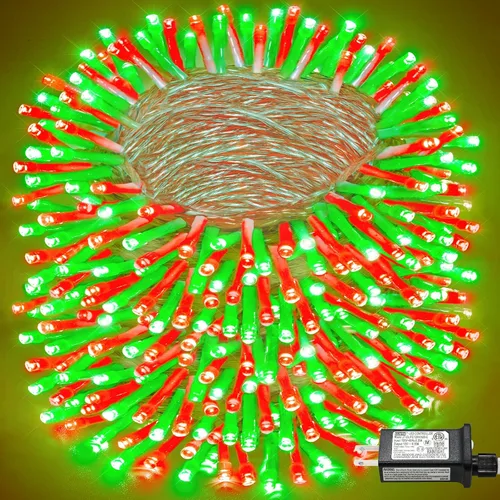 Miniatura 21 de Tira de 200 luces LED de 66 pies para exteriores, luces de Navidad conectables para interiores, cable transparente, impermeable, 8 modos de luces