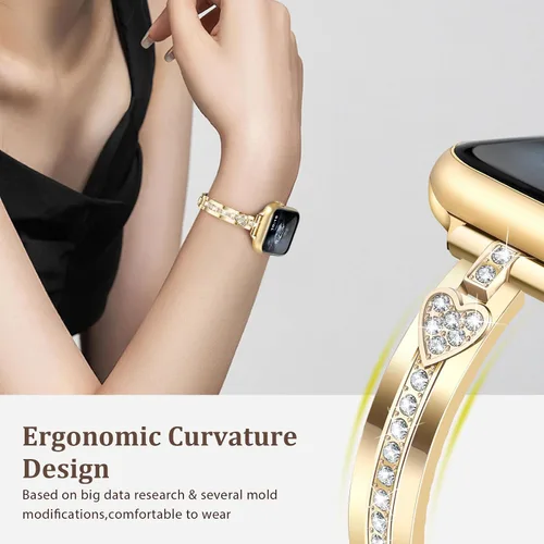 Miniatura 4 de VISOOM Bracelet Compatible for Series 11/10/9/8/se Apple Watch Band 46/45/44/42/41/40/38mm Series 7/SE Women Dressy Luxury Wristband Jewelry Metal