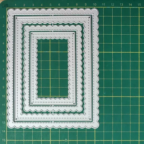 Miniatura 7 de Troqueles rectangulares de borde ondulado para hacer tarjetas, troqueles de corte de metal, troqueles de papel para álbumes de recortes, suministros