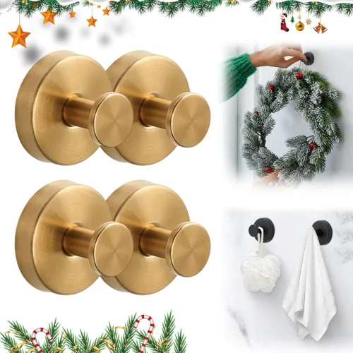Miniatura 10 de 2025 Nuevos Ganchos de Sujeción Sin Taladro Multipack, Ganchos de Ventosa de Acero Inoxidable Impermeables para Cocinas y Baños (4, Plata)