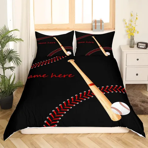 Juego de funda de edredón de béisbol para niños, hombres, bates de béisbol, juego de cama deportivo europeo, juego de cama para actividades de Multi