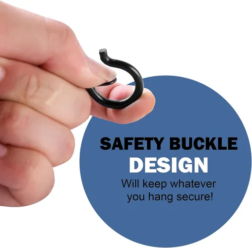 Miniatura 2 de ADIIL 12 ganchos Q con hebilla de seguridad, ganchos de tornillo resistentes al viento para colgar luces de cadena al aire libre, plantas, luces