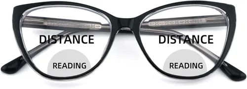 Miniatura 6 de Cateye - Lentes de lectura bifocales para mujeres y hombres, Funky bifocales para mujer, lectores, parte superior transparente, bloqueo de luz azul