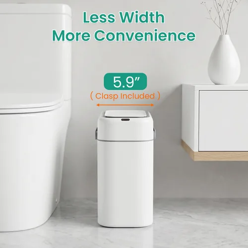Miniatura 2 de FDW Cubo de Basura para Baño de 2.2 Galones con Tapa, Contenedor de Residuos de Plástico con Sensor Automático Delgado y Pequeño para Sala de Estar