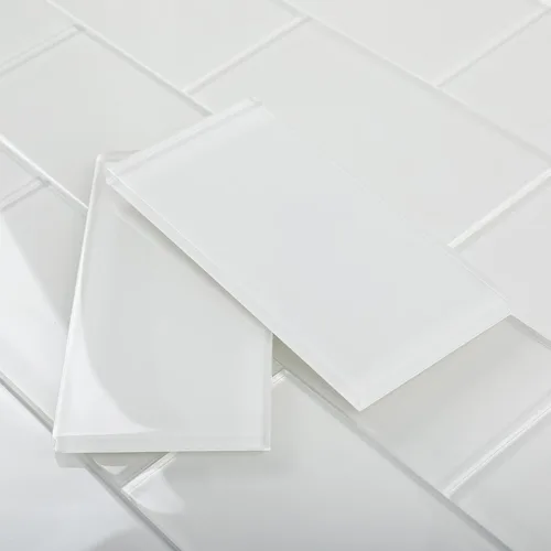 Miniatura 5 de Azulejo de vidrio de metro, azulejos de vidrio de 3 x 6 pulgadas para cocina, baño, ducha, pared blanca (32 unidades, 4 pies cuadrados)