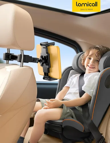 Miniatura 7 de Lamicall Soporte para Tableta de Reposacabezas de Coche - [Bloqueable] [Compatible con Fundas Gruesas] [Clip Plegable] Soporte para Tableta