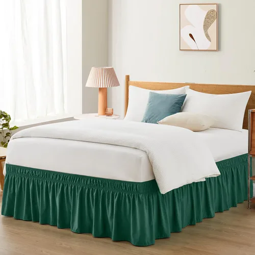 Miniatura 10 de Entisn Falda de cama ajustable negra para cama Twin y Twin XL - con caída entallada de 14 pulgadas, faldas de cama envolventes con cinturón elástico