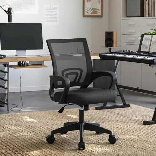 Miniatura 2 de Magshion Silla ergonómica de escritorio de oficina, silla de computadora de malla con respaldo medio, silla giratoria con respaldo transpirable