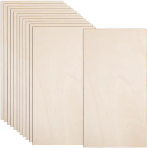 12 paquetes de hojas de madera de tilo sin terminar de 22 x 12 x 1/16 pulgadas - 2 mm de grosor, hojas de madera contrachapada rectangulares para