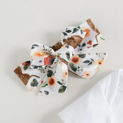 Miniatura 36 de Sejardin Ropa de verano para bebé y niña, recién nacida, manga corta, con letras, mameluco elástico con diadema