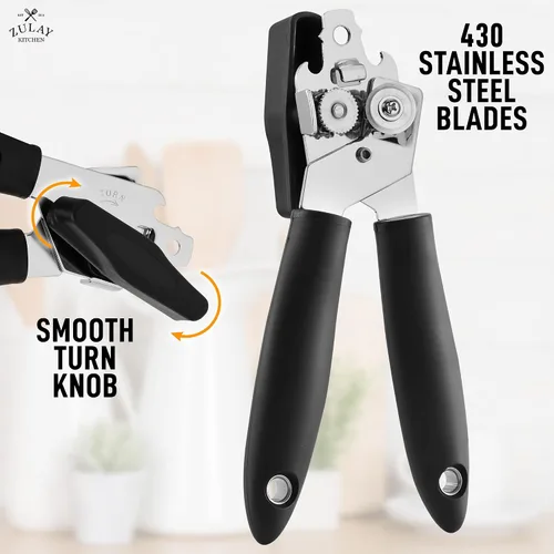 Miniatura 3 de Zulay Kitchen Abrelatas de mano – Abrelatas manual duradero cuchillas de acero inoxidable de corte de borde liso – Abrelatas manual de servicio