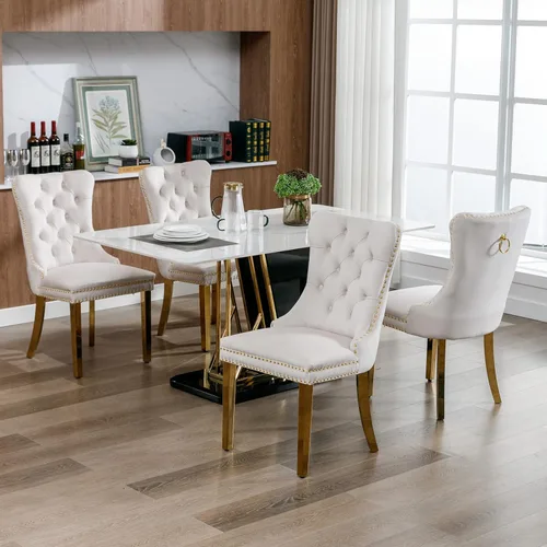 Miniatura 4 de ODUSE-DAILY Juego de 6 Sillas de Comedor de Terciopelo, Juego de 6 Sillas para Cocina y Comedor, Sillas de Comedor Capitoné, Tapizadas