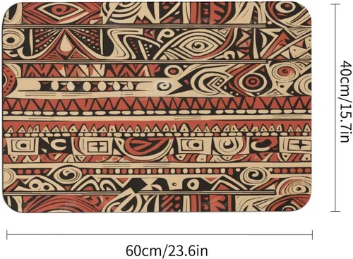 Miniatura 3 de Bath Rugs Mats Red Beige Dark Brown Art Pattern Living Room Floor Mat Secret Tribe Pattern in Bohemian Style Super Absorbent Eco-Friendly Easy to