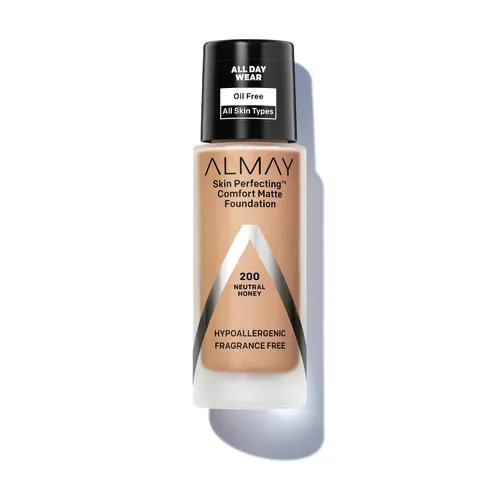 Miniatura 10 de Almay Skin Perfecting Comfort Base Mate, Hipoalergénica, Libre de Crueldad-Sin Fragancia, Maquillaje Líquido Probado por Dermatólogos, Capuchino