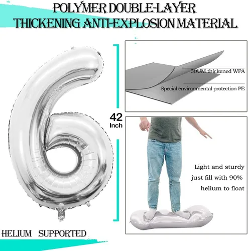 Miniatura 2 de GOER Globos del número 16 para decoraciones de fiesta de cumpleaños número 16 dulce 16, globos de helio de aluminio jumbo de 42 pulgadas número 61