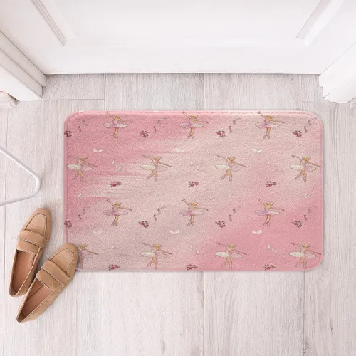 Miniatura 19 de Alfombras de baño de bailarina para niños, diseño de estrellas y corazones con notas musicales, decoración de habitación de niñas y mujeres