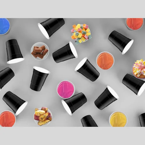 Miniatura 5 de 120 vasos de plástico negros de 16 onzas para Halloween, vasos desechables de plástico negros para fiestas para beber, degustaciones servidas