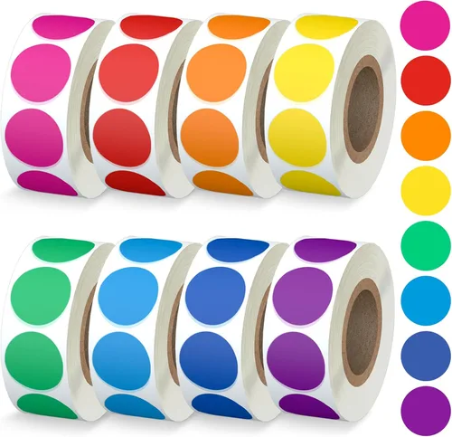 Misofuki 4000 PCS Calcomanías de Precio de Venta de Garaje de 3/4" en Rollos para Oficina Aula Estudiante, 8 Colores Calcomanías de Precio de Venta