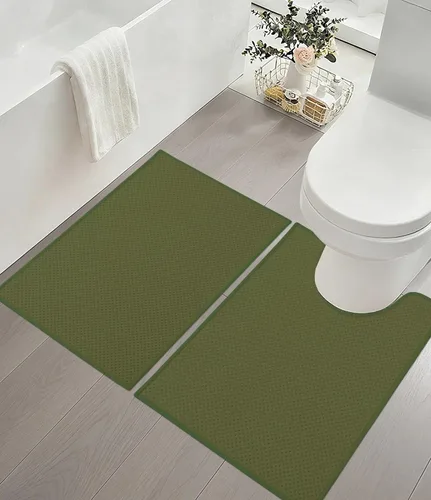 Miniatura 12 de YIHOUSE Juego de 2 tapetes de baño ultrafinos de secado rápido, tapete de baño absorbente para baño, antideslizante, lavable a máquina (beige)