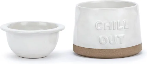 Miniatura 2 de DEMDACO Chill Out Classic White - Cuenco para servir con chispas de gres (5 x 5), color blanco