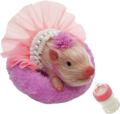 VOLOBE Piglet de silicona, 5 pulgadas, suave, realista, con almohadilla para dormir, accesorios para niños, niñas, cumpleaños (Dora)