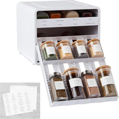 YouCopia SpiceStack® - Organizador ajustable para especias, 24 botellas de condimentos y especias para armario de cocina y organización de despensa