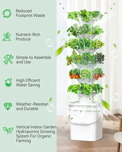 Miniatura 5 de Kit de sistema de cultivo hidropónico vertical sjzxuv, kits de sistema de jardinería interior y exterior, torre de cultivo de hierbas y frutas, 6