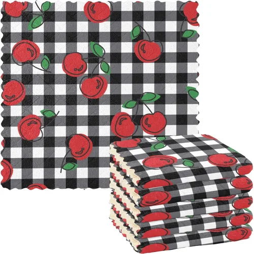Miniatura 17 de CaTaKu Paños de cocina étnicos bohemios, paquete de 6 trapos reutilizables para lavar, paños de limpieza de microfibra, paños para secar la cocina