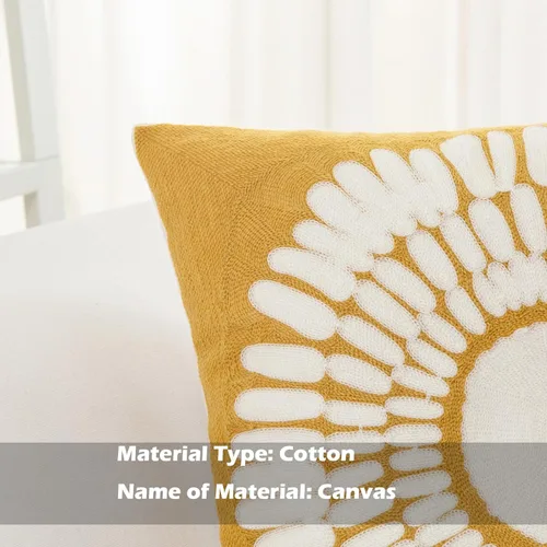 Miniatura 3 de HWY 50 - Fundas decorativas de almohada de 18 x 18 pulgadas en amarillo mostaza, funda de cojín bordada de algodón moderna de estilo rústico
