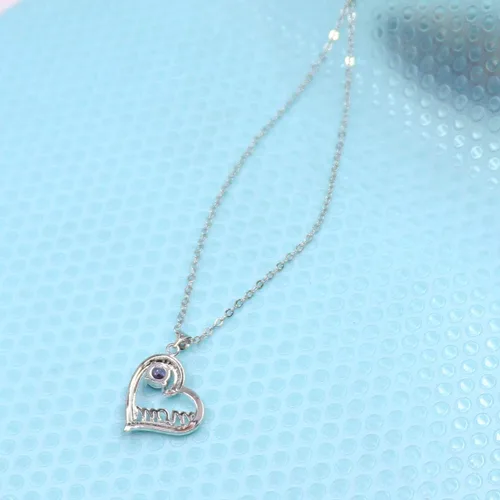 Miniatura 5 de UEUC - Collar en forma de corazón con la leyenda I Love You Mom te amo mamá de plata de ley 925 con diamantes de imitación para mamá El mejor regalo