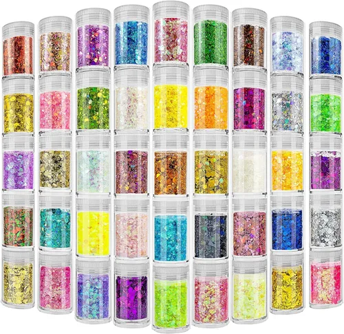 Miniatura 11 de Estanoite - Purpurina gruesa holográfica con lentejuelas, 12 colores mezclados, cosméticos para cara, cuerpo, ojos, cabello, uñas, arte, brillo