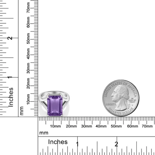 Miniatura 67 de Gem Stone King Anillo de compromiso solitario con piedra preciosa de corte esmeralda de 0.551 x 0.394 in para mujer, plata de ley 925, anillo