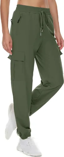 Miniatura 2 de MOUEEY Pantalones deportivos tipo cargo para mujer ligeros de secado rápido resistentes al agua pantalones casuales con bolsillos con cremallera