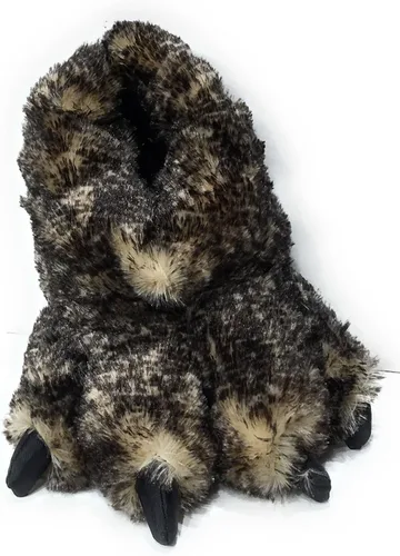 Sundial Wild Ones - Pantuflas peludas con garra de animal para niños pequeños, niños pequeños y niños grandes (coyote marrón, tamaños pequeños de 3
