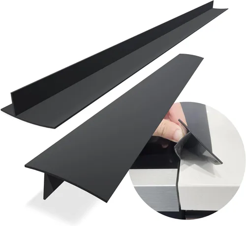 KindGa - Cubierta de silicona para cubrir los espacios entre la mesada y la cocina, cubierta larga para tapar los espacios entre los Negro