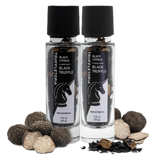 Miniatura 7 de Truffletopia Molinillo de sal de Chipre negra y trufa negra con trufas reales, sabroso, 1.76 onzas