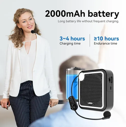 Miniatura 5 de JFH Amplificador de voz para profesores, micrófono y altavoz portátil, amplificador de voz inalámbrico Bluetooth recargable, sistema PA, mini