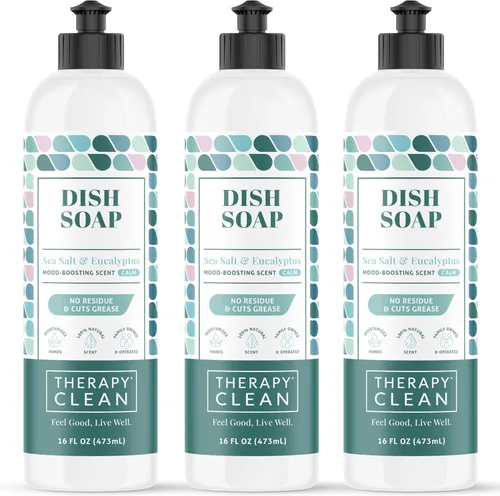 Miniatura 9 de Therapy Clean - Jabón para platos, fragancia 100% natural, líquido para lavar platos a base de plantas (Sal marina y eucalipto (calma y calma), 16