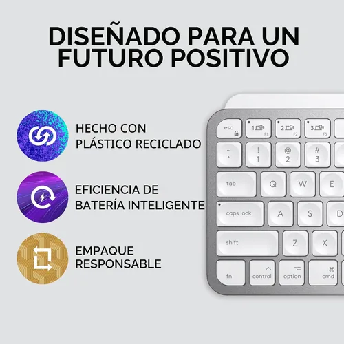 Miniatura 6 de Logitech MX Keys Mini - Teclado inalámbrico minimalista para Mac, compacto, Bluetooth, teclas retroiluminadas, USB-C, escritura táctil, compatible