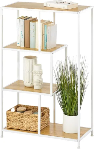 Miniatura 4 de mDesign Organizador de estante de almacenamiento de metal de mediados de siglo, 4 niveles, uso en baño, cocina, entrada, pasillo, vestíbulo