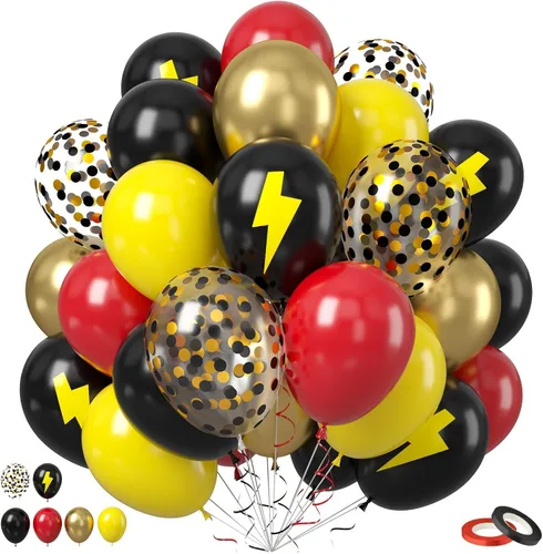 Miniatura 19 de Globo Rojo Blanco Azul, 50 unidades de 12 pulgadas, globos de látex azul marino, rojo rubí oscuro, confeti dorado metálico para baby shower