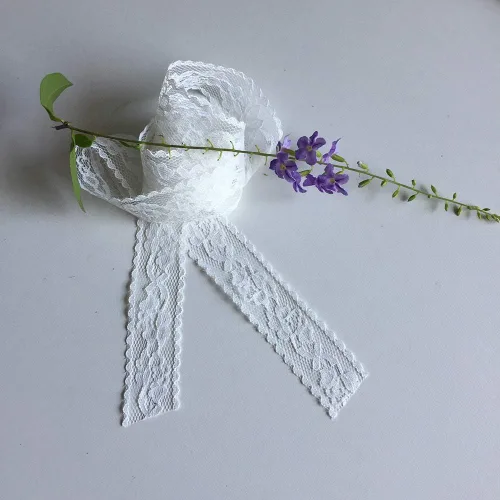 Miniatura 3 de LACE REALM - Cinta de encaje con patrón floral blanco de 1 pulgada de ancho x 30 yardas para decoración, diseño floral y manualidades 6025 Blanco