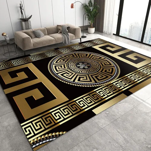 Miniatura 8 de Alfombra retro negra y blanca, alfombra geométrica simple antideslizante para interiores, para sala de estar, dormitorio, cocina, comedor, oficina